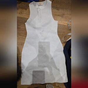 Babaton Light Blue Ribbed Mini Dress Bodycon